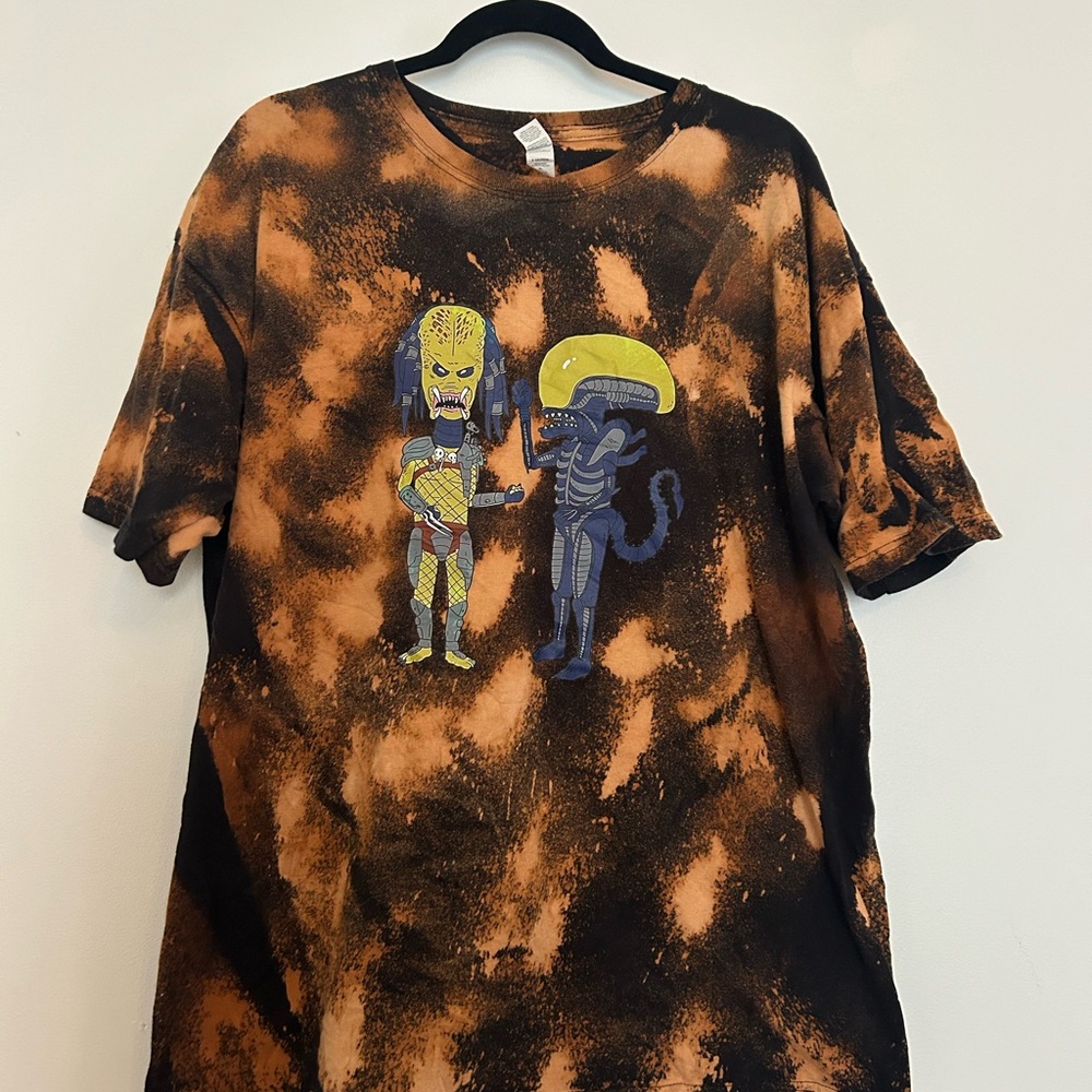 Hand Bleach Dyed Beavis and Butthead Alien Shirt